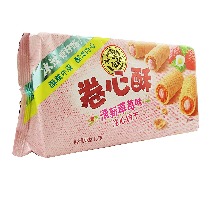 (徐福记草莓味卷芯酥105g)