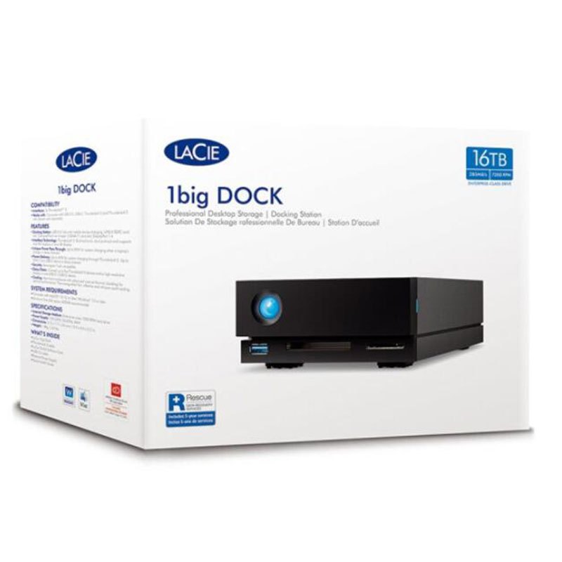 雷孜LaCie 16TB Type-C/雷电3 DP端口 CF卡槽 SD卡槽 桌面硬盘 1big Dock 存储坞站