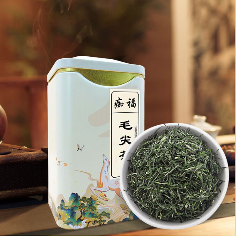 痴福毛尖绿茶新茶叶上等高山云雾明前雨春茶清香毛尖1罐装125克高清大图