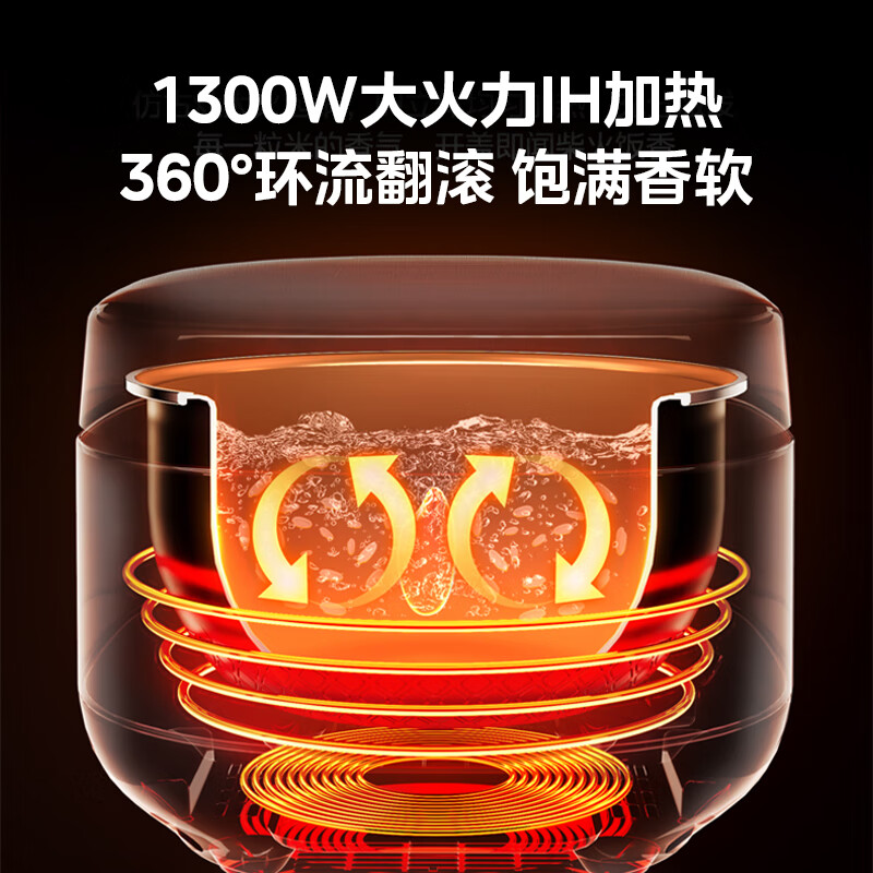 美的(Midea) MB-CFB5099H 电饭煲 5L IH加热香甜 精铁釜十大功能菜单 特设开关键轻松关闭电源高清大图