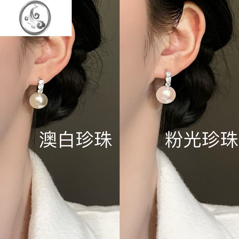 JiMi「是心动啊」施家澳白珍珠耳环蚊香盘耳夹无耳洞女耳钉小众耳饰图片