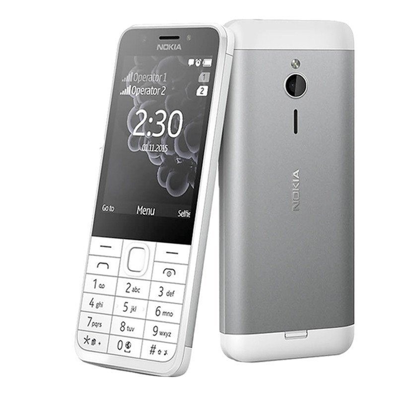 诺基亚(NOKIA) 230 双卡 银白色 直板按键 移动联通2G手机 双卡双待 老人手机 学生备用功能机