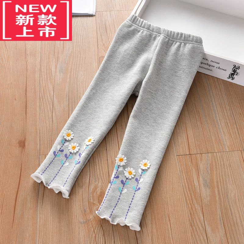 可莉允女童薄绒裤子2022秋冬款小童修身铅笔裤外穿宝宝一体绒保暖打底裤保暖裤图片