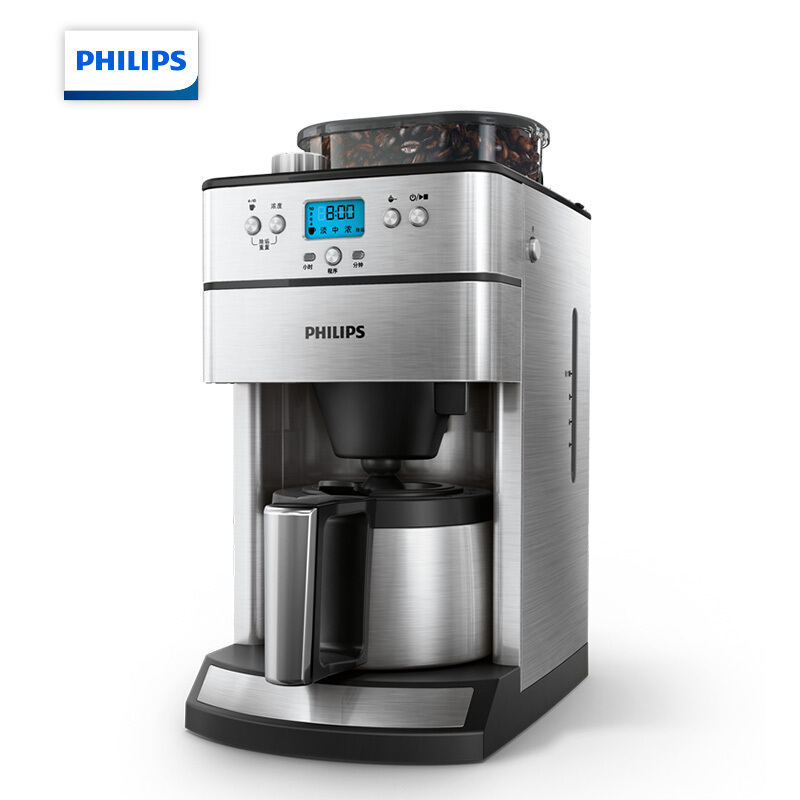 飞利浦(PHILIPS)咖啡机 家用全自动滴滤式带磨豆保温预约功能 HD7753/00