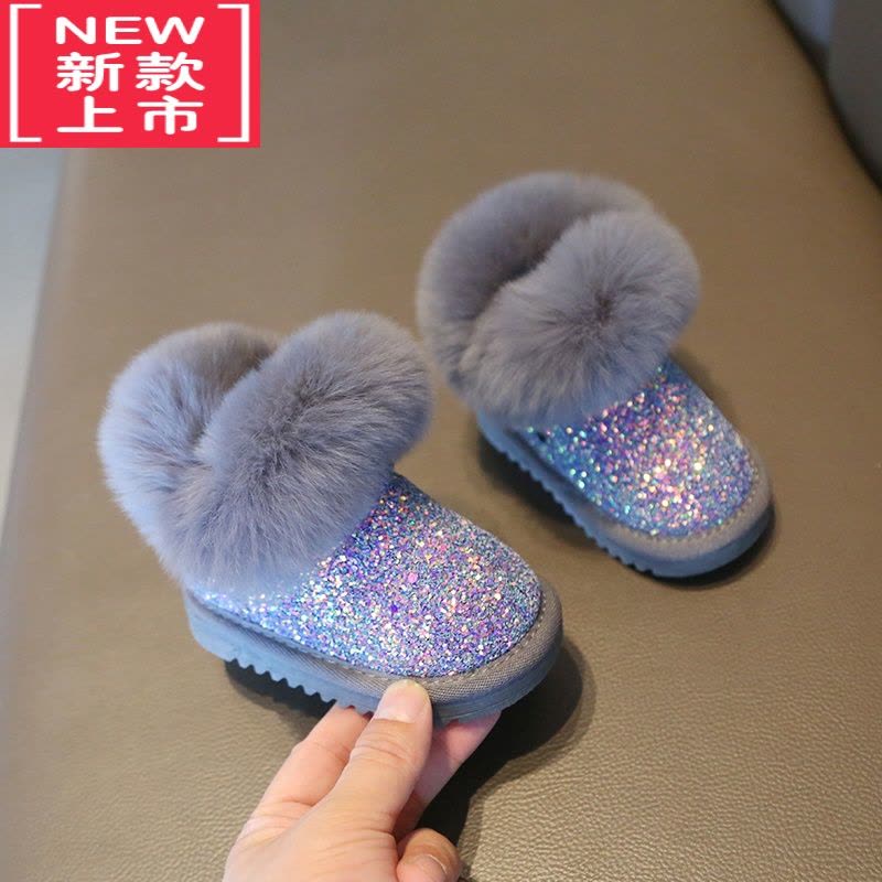 可莉允儿童雪地靴女宝宝冬季加绒短靴女童保暖棉鞋小童冬鞋婴儿学步鞋子图片