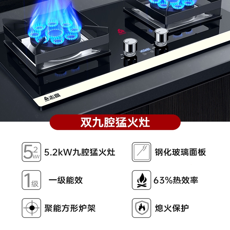 CHIGO志高抽油烟机燃气灶套餐烟机灶具厨房三件套装组合家用烟灶消电热消毒柜_A款烟灶消燃气热水器_液化气