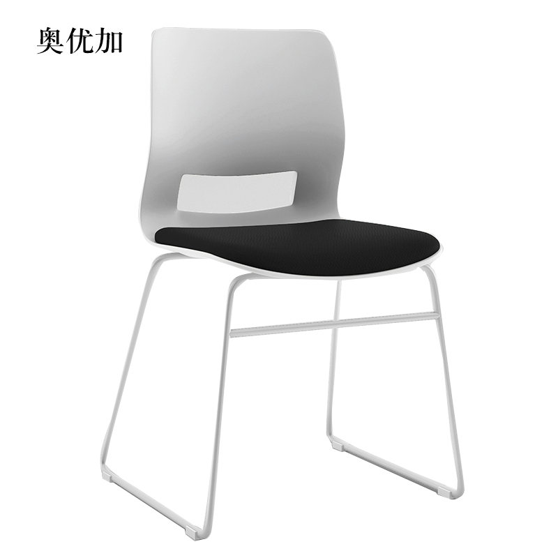 奥优加培训会议椅弓形椅洽谈椅无扶手黑色软包椅