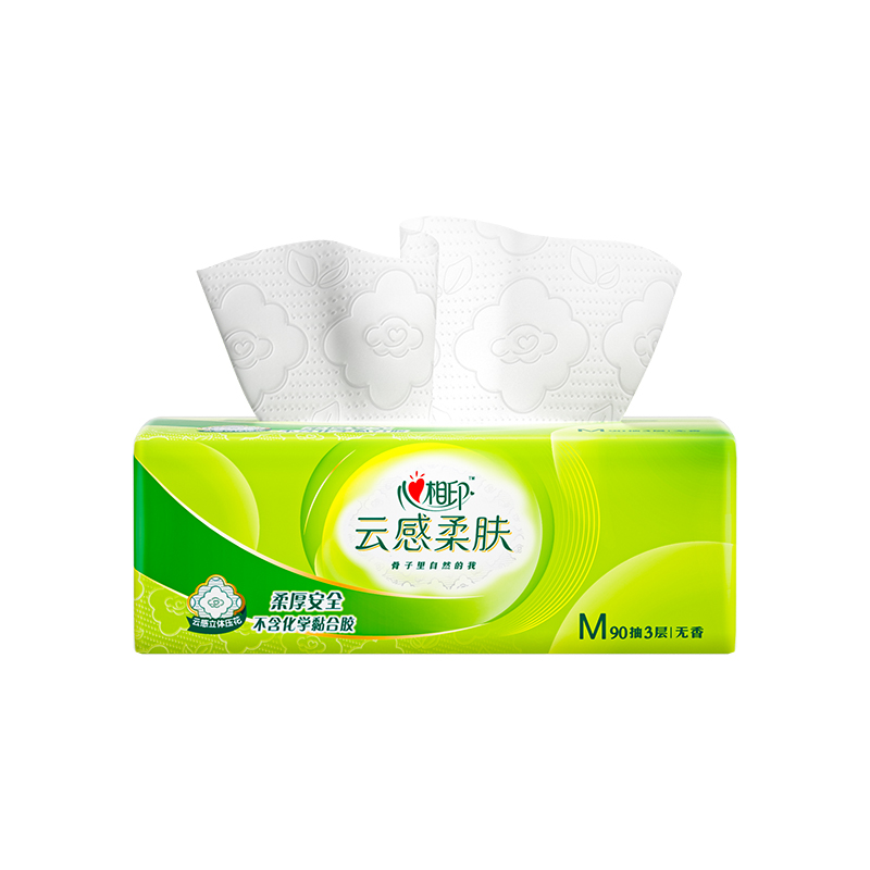 心相印 抽纸 云感90抽20包装三层塑装纸面巾 DT18090(箱装)高清大图