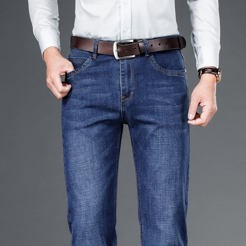 老爺車(LAOYECHE)牛仔裤男秋冬季款弹力商务男裤男士直筒休闲宽松裤子图片