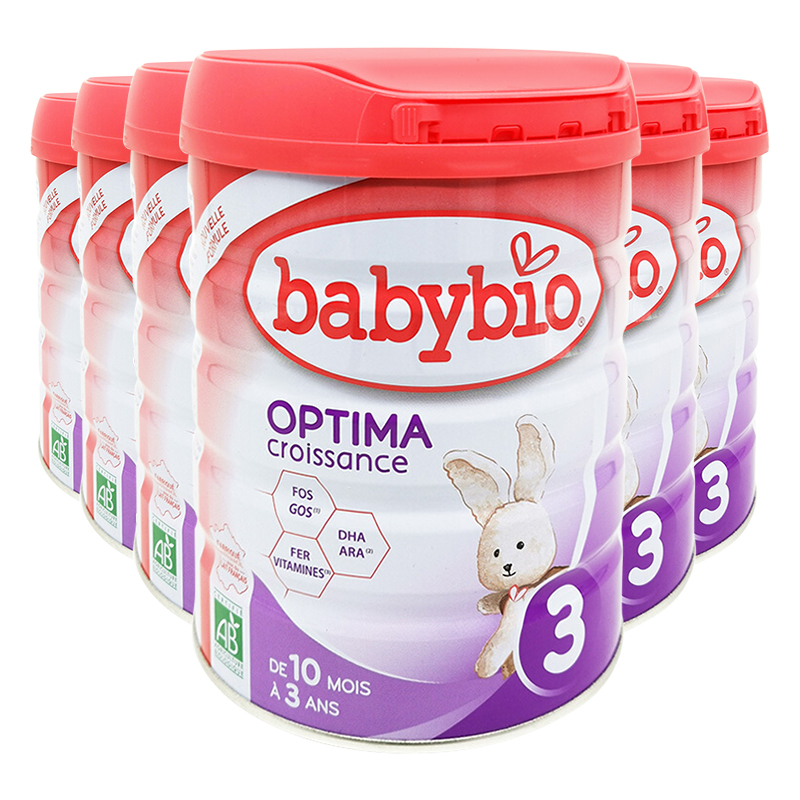 法国进口 伴宝乐(babybio)有机 红罐 3段奶粉 10-36个月800g*6罐装