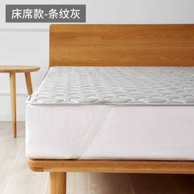 冷感床垫夏季凉感软垫夏天透气冰凉可水洗薄款防滑褥子床笠保护垫_802 1.2m（4英尺）床 条纹灰-床席款【凉感床垫】