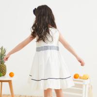 [2件2.5折价:67.3,叠加199减30]米喜迪mecity童装夏装新款女童腰部宽织带装饰梭织连衣裙