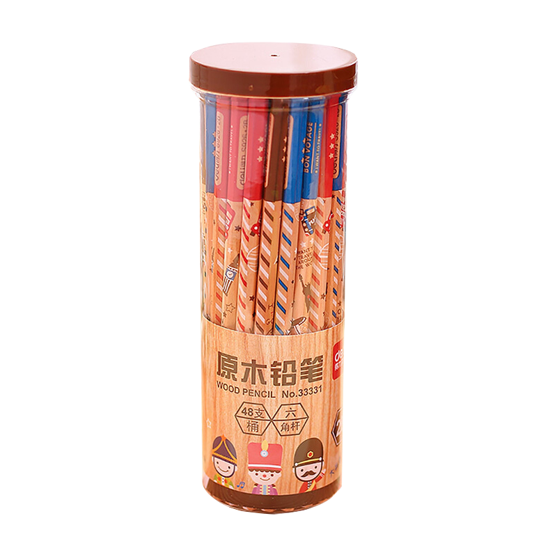 得力（deli）33331椴木印花六角铅笔HB2B/小学生文具儿童写字铅笔