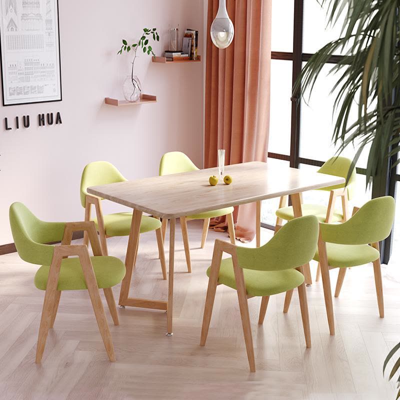 北欧餐桌椅组合小户型家用4人6长方形餐桌现代简约咖啡厅洽谈桌椅图片