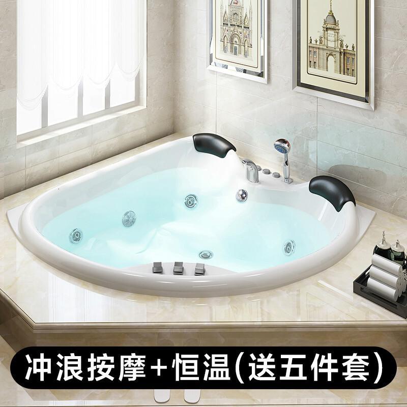 新款三角扇形嵌入式家用双人情侣按摩浴缸恒温1.31.4米波迷娜BOMINA