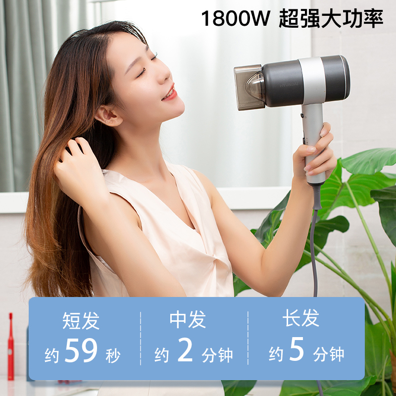 HYUNDAI家用负离子吹风机 大功率速干恒温护发吹风筒大风力YH5300 1800W