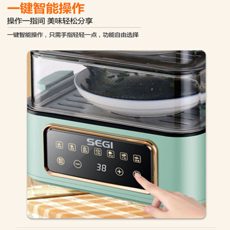 SEGI电蒸锅家用多功能小型电蒸笼[不锈钢]智能预约蒸煮一体锅三层[16L]