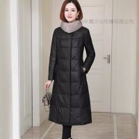 2024海宁真皮皮羽绒服新款女长款水貂毛领绵羊皮加绒加厚皮衣外套