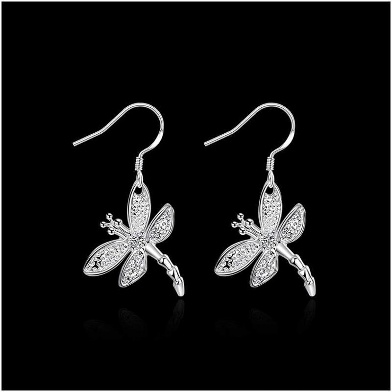 E009Women silver plated earring镀925纯银蝴蝶时尚气质耳环耳饰