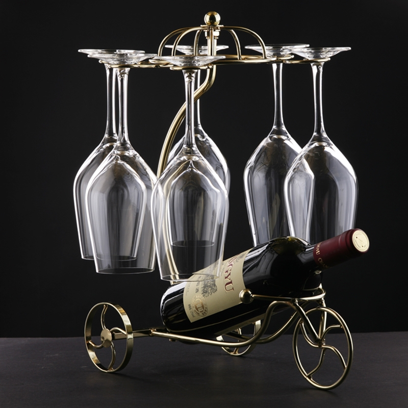 欧式创意红酒架摆件家用铁艺酒架红酒杯架倒挂葡萄酒架红酒杯架子视频