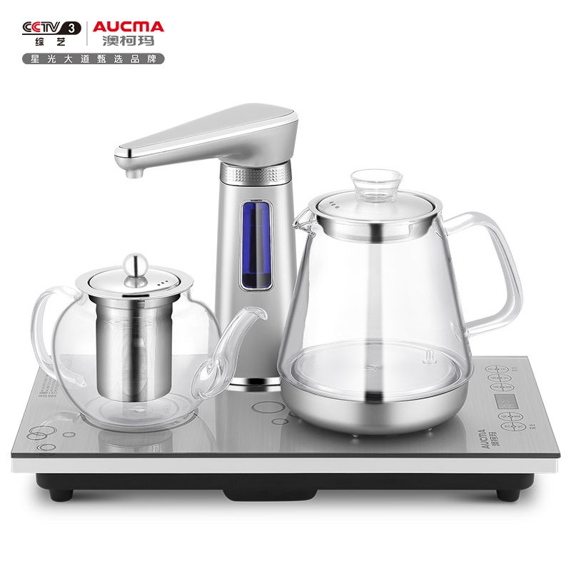 澳柯玛（AUCMA）电热水壶ADK-1000R6 耐高温玻璃 自动旋转上水 免开盖煮茶器养生壶烧水壶 0.8L高清大图