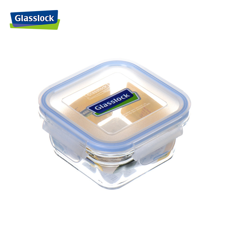 Glasslock耐热钢化玻璃微烤两用方形保鲜盒405ml OCST040高清大图