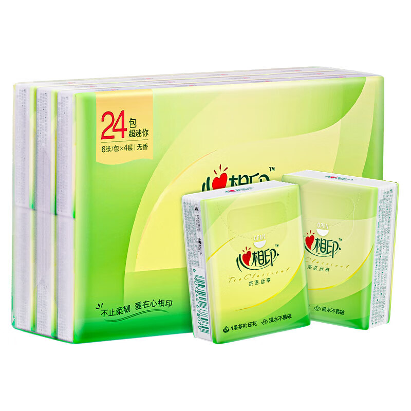 心相印 C3624 茶语丝享系列 迷你手帕纸 4层6片/包 24包/提