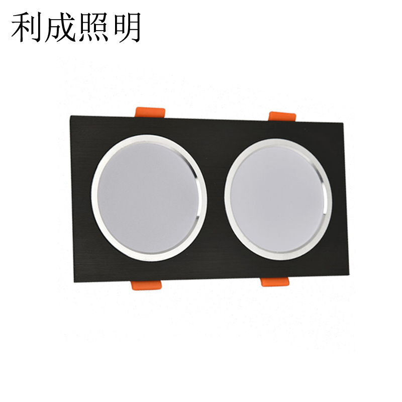 利成照明 双头嵌入式方形筒灯 2×7W格栅灯 LC1256高清大图