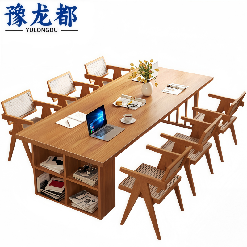 豫龙都 实木长桌 2.2m+六椅套高清大图