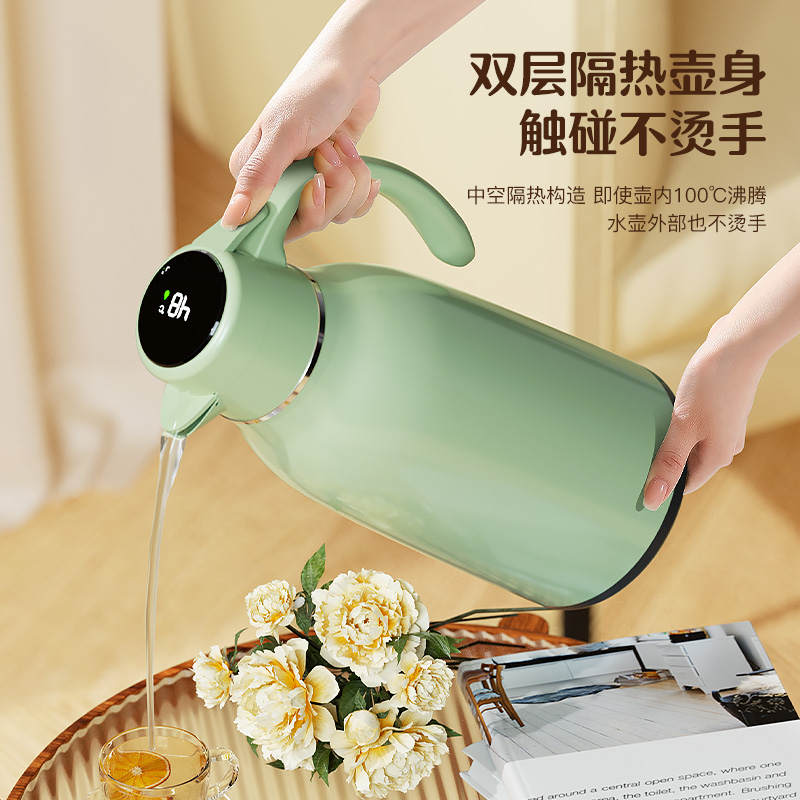 梦创2L保温水壶家用保温壶大容量暖水壶办公室玻璃内胆保温热水壶高清大图