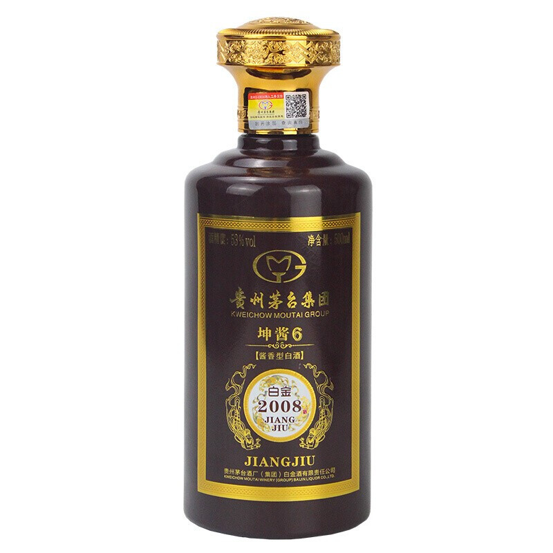 贵州茅台集团 白金酒2008 坤酱6(富贵红) 53度 500ml*6 整箱装 酱香型 白酒