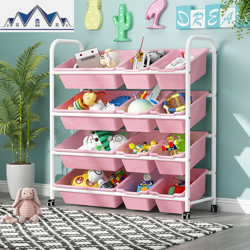 儿童玩具收纳架幼儿园玩具架宝宝玩具收纳柜置物整理架简易收纳箱 三维工匠高清大图