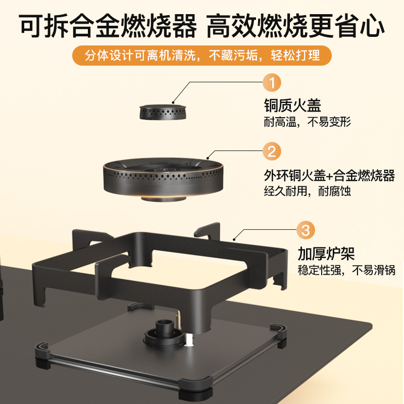 康佳(KONKA)燃气灶煤气灶双灶家用 5.2kW大火力 可调节底盘 63%热效率 易清洁铝炉头 KY01B(天然气)