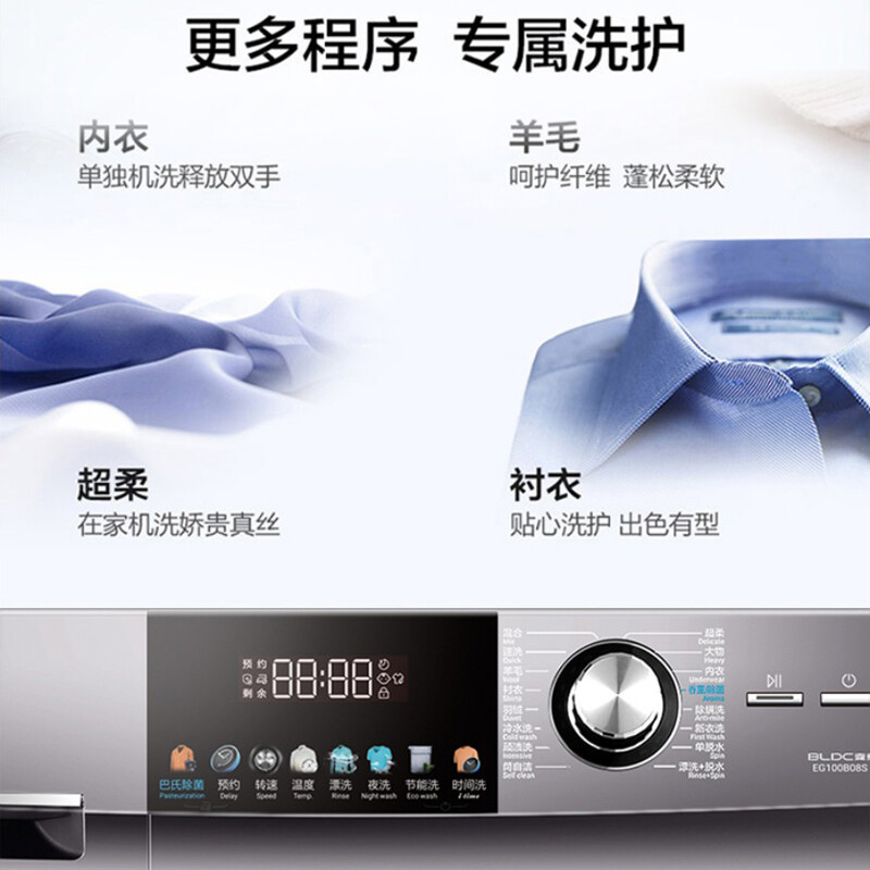海尔(Haier)10KG全自动滚筒洗衣机一级变频家用大容量智能预约香薰巴氏除菌双喷淋筒自洁除螨洗EG100B08S