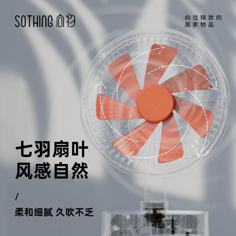 向物(SOTHING)小风扇桌面静音桌上小型电风扇USB充电[智能版-奶杏白]数显屏/摇头/无极调档高清大图