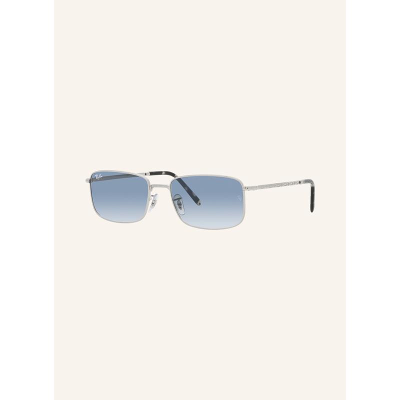 RayBan雷朋男士金属框矩形太阳眼镜 轻便时尚防紫外线随身携带 003/3F_-_SILVER/_BLUE_OMBRE
