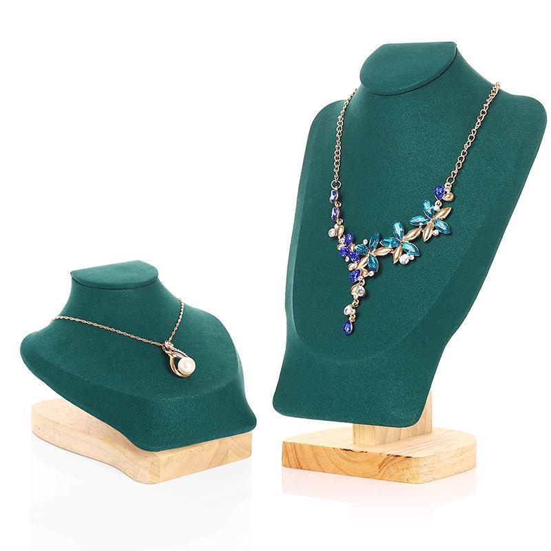 皮质项链展示架首饰颈模饰品架人像模特脖子柜台珠宝木质陈列道具 白