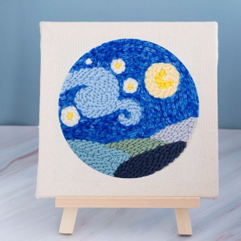 木框梵高星空 送仿竹绣绷无支架无戳针