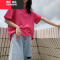 YIBUSHENG黑色纯色t恤女短袖半袖棉质韩版大码2021季宽松白体恤ins打底衫