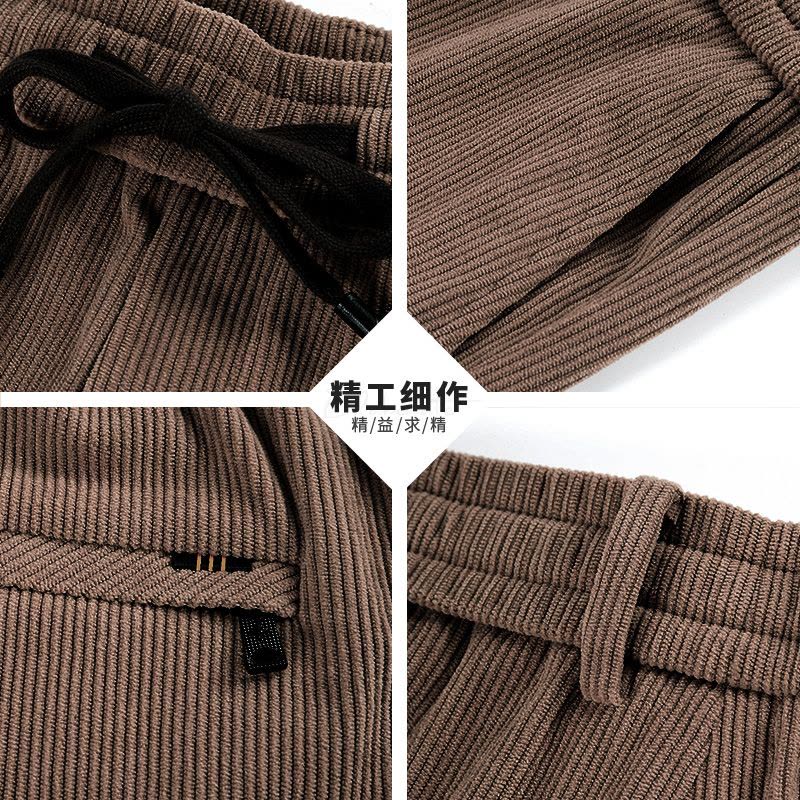 恒源祥中年爸爸秋冬季加绒加厚款休闲裤子中老年人灯芯绒条绒男裤图片