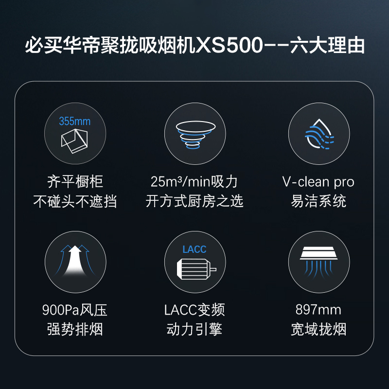 華帝(vatti)CXW-200-XS500S 25立方大吸力 挥手控制 烟灶联动功能 直流变频电机 自动冷水洗