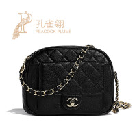 CHANEL香奈儿孔雀翎新款纹理皮革金属装饰拉链开合单肩包女包 AS0006 Y84078 94305
