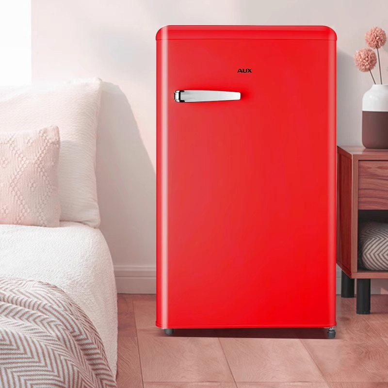 奥克斯复古冰箱迷你小型网红高颜值家用双门冰箱轻音节能冷藏冷冻 91