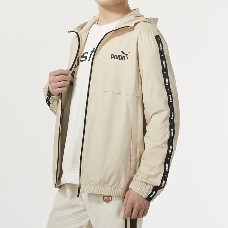 彪马（PUMA）外套男装新款运动服跑步健身训练舒适休闲梭织连帽夹克849499-88 ZP XXL 849499-88/浅卡其色