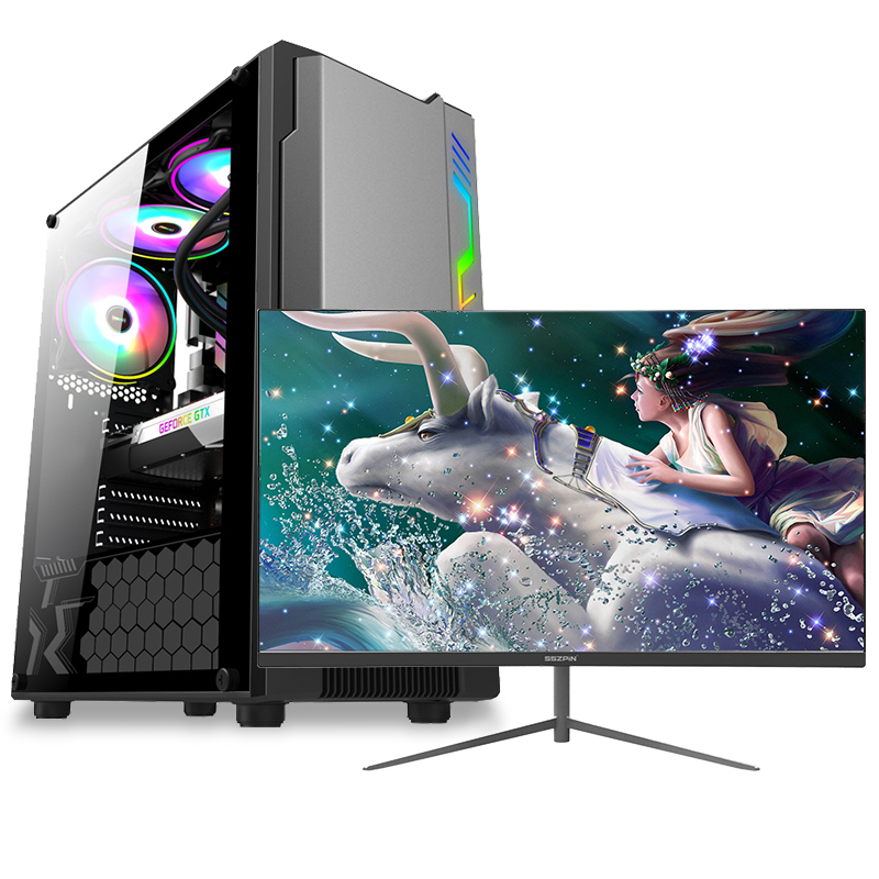 铭能 酷睿i7四核/RX580 8G独显/16G内存/512G固态 台式机 DIY组装机 台式电脑 商务家用办公组装电脑 学生直播网课电脑台式主机吃鸡游戏电脑主机+24英寸全套