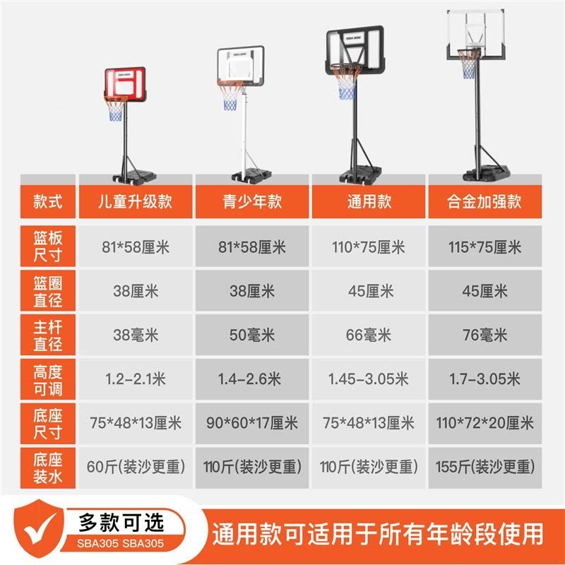 闪电客篮球架儿童可升降户外成人标准篮框小孩投篮框青少年家用移动篮筐图片