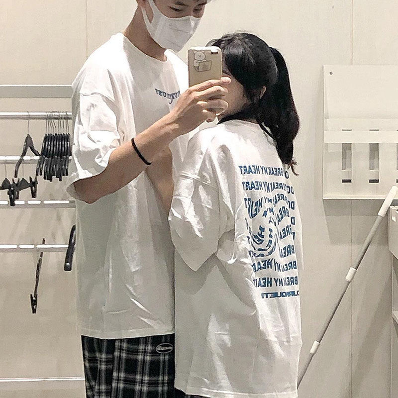 VICTORYVERA夏季2022新款情侣装短袖t恤女宽松纯棉小众半袖上衣服