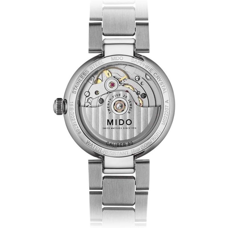 Mido贝伦赛丽新款女款瑞士自动表银盘不锈钢表壳银色表带高清大图