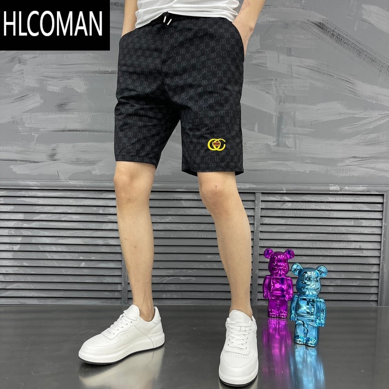 HLCOMAN夏季新款潮牌轻奢时尚潮流印花沙滩五分速干男士薄款百搭休闲短裤高清大图
