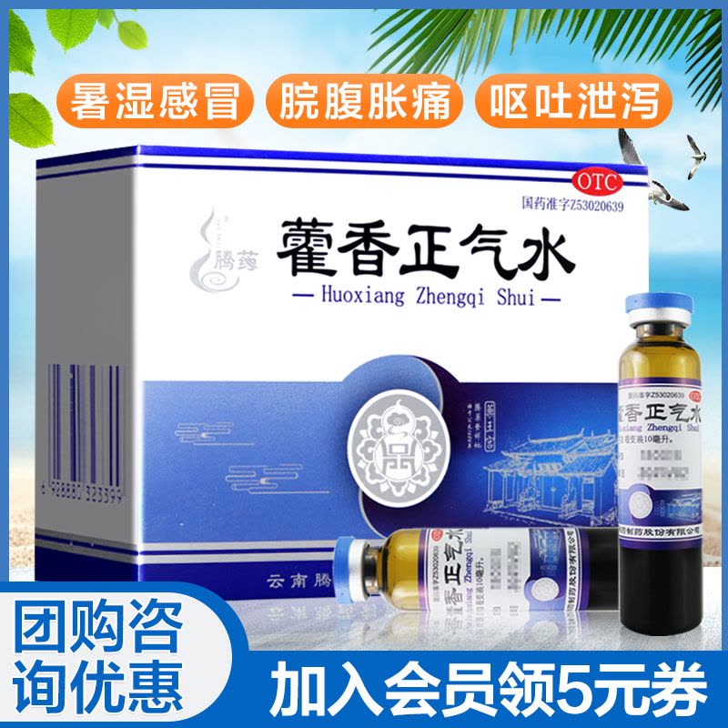 腾药 藿香正气水 10ml*10支 防中暑药霍香正气藿香正气液夏季解防中暑胃肠感冒呕吐拉肚图片
